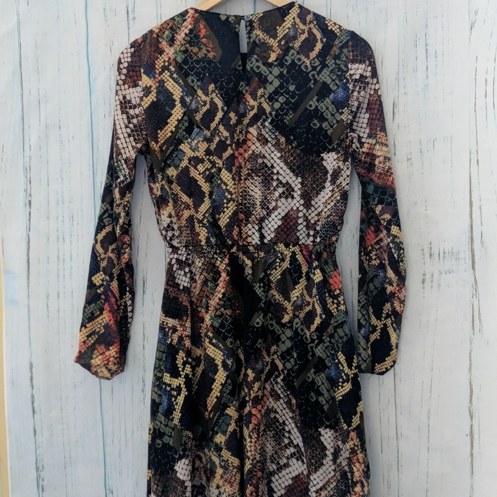3/$20 Cavalier Snake Print Pleat Front Midi Dress